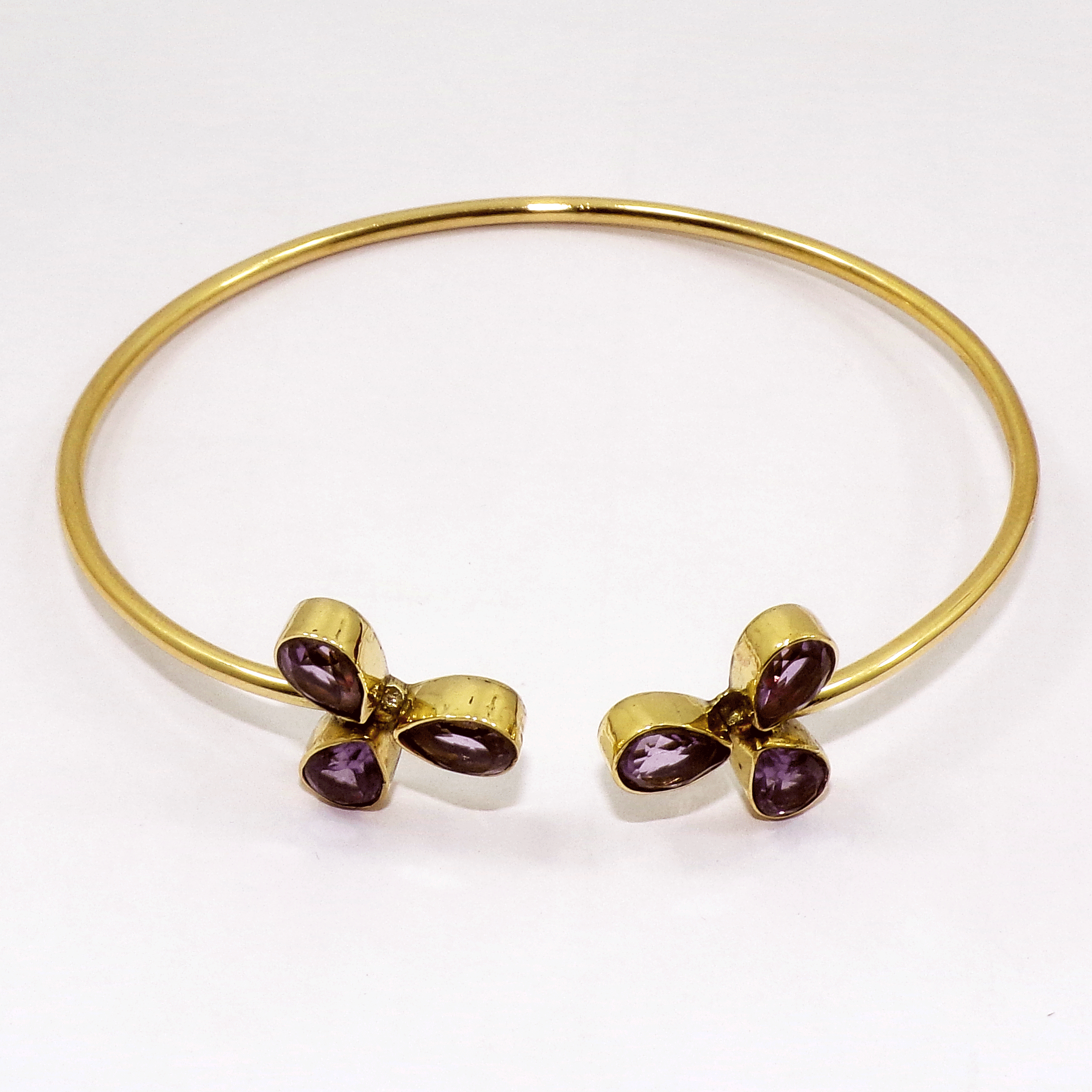 Stunning Blue Amethyst Cut Bangle A - JBB999 Newly Collection Pear Shape Gemstone With 18ct Gold Plating Brass Bangles